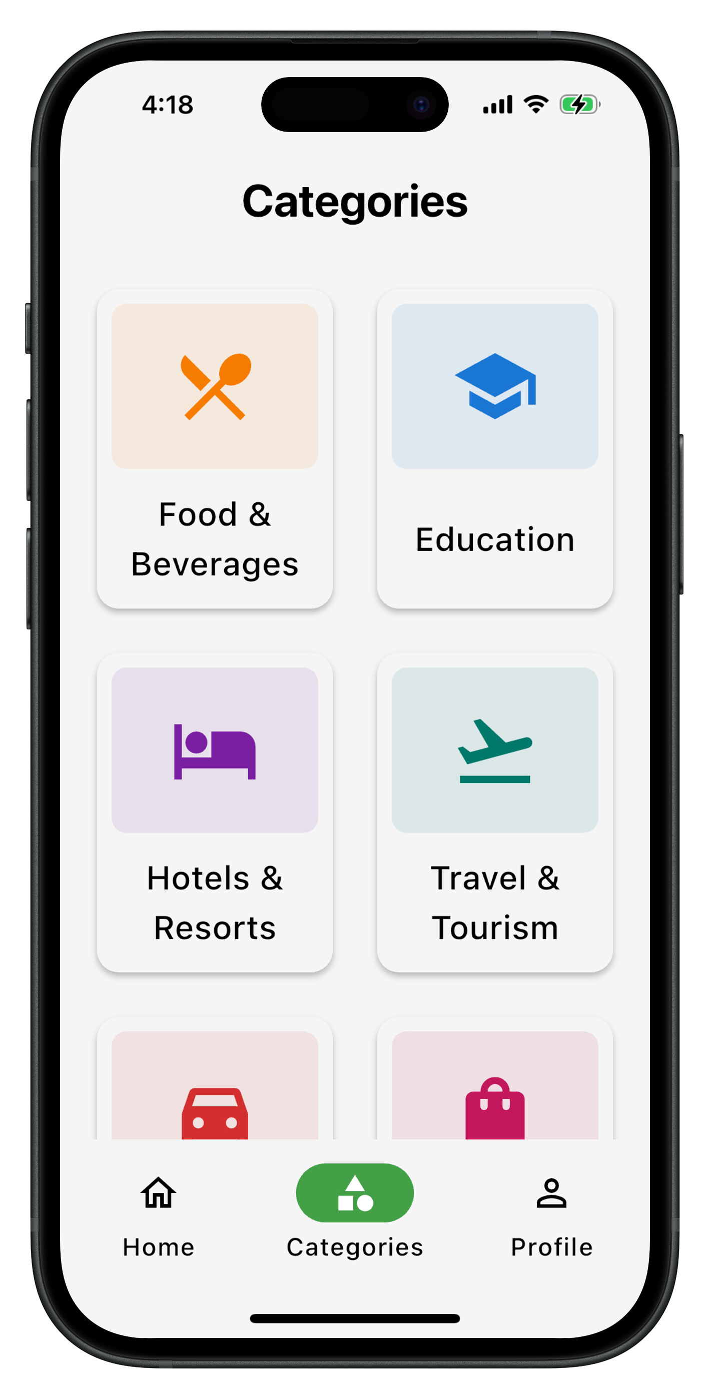 Forsa App Categories